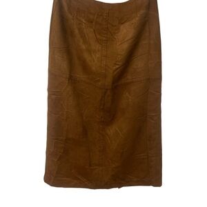 Vintage Ann Trinity Rich Brown Midi Skirt with slit western wear suede size 12